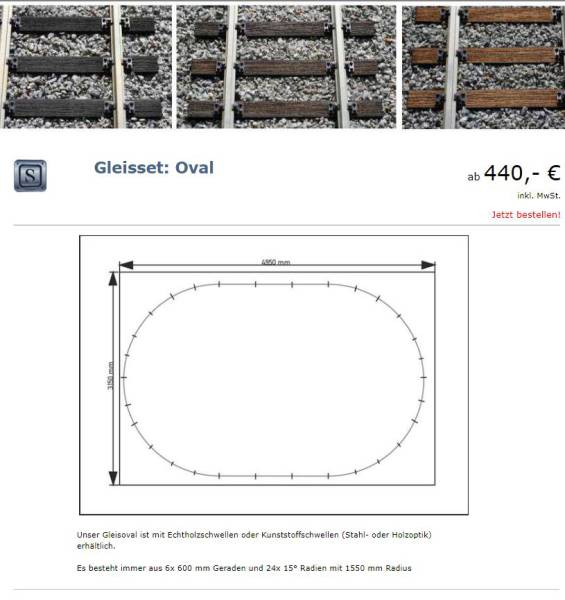 KM1 Spur 1 Gleisoval Gleise Kunststoff