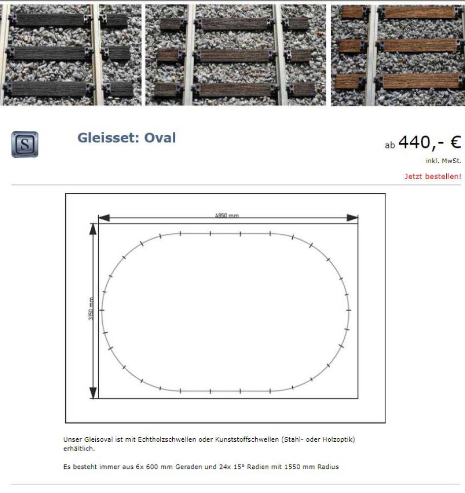 KM1 Spur 1 Gleisoval Gleise Kunststoff